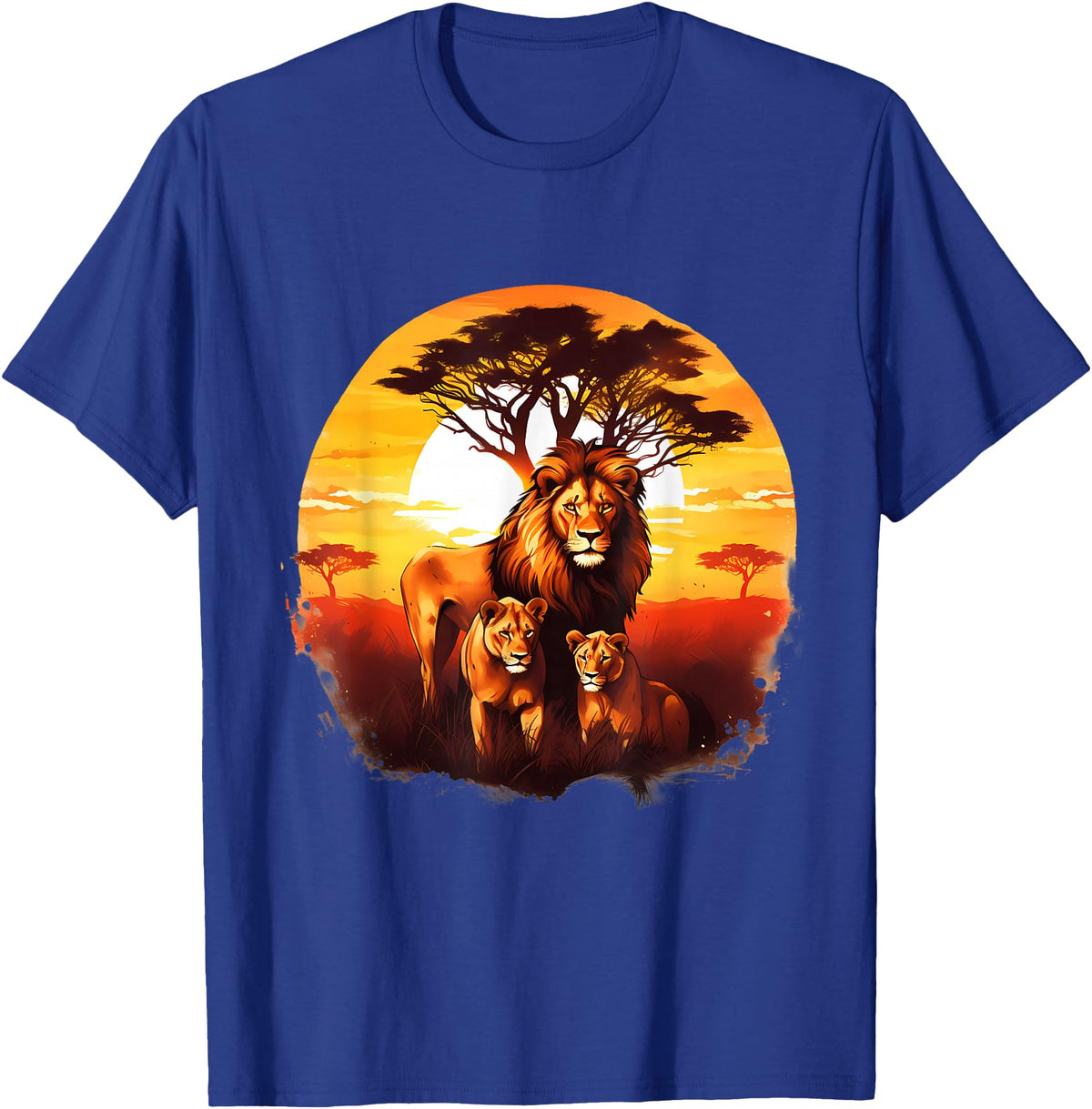 Safari Animal Art Lion Wildlife Safari Tiger African Animal Lovers Savanna T-Shirt - Royal Blue