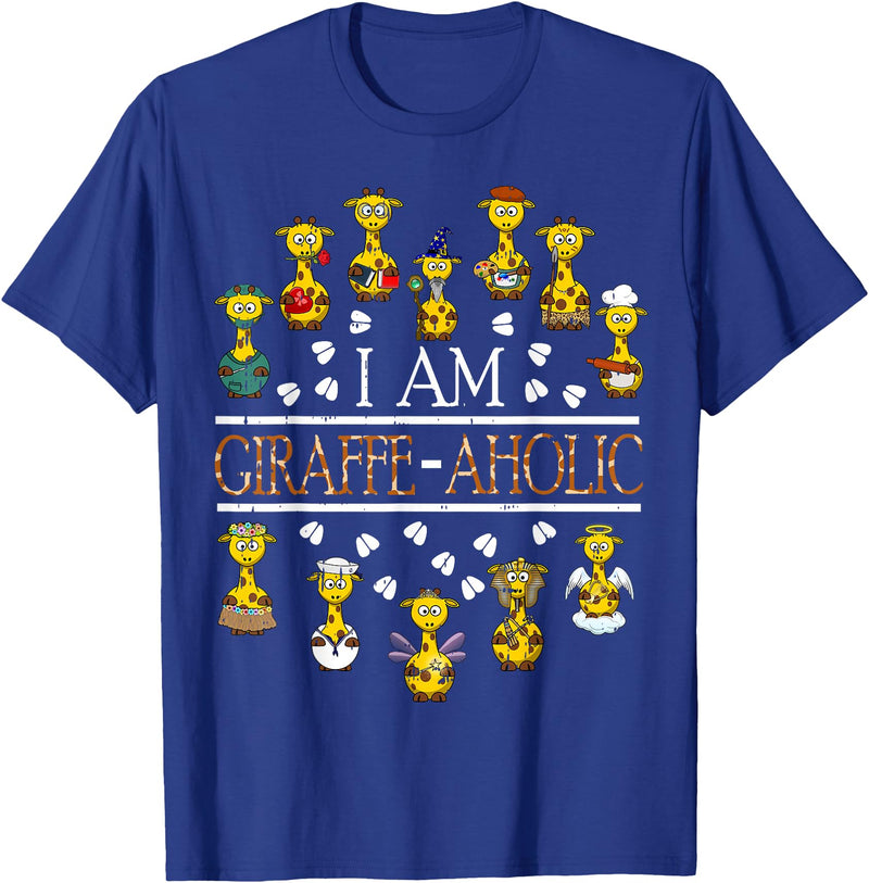 Funny Cute Animals Gift Idea Giraffe Aholic Animal Wildlife Safari Giraffe Lover Gift T-Shirt - Royal Blue