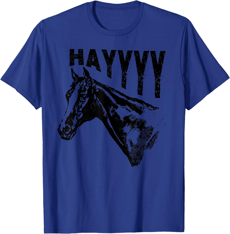 Funny Horse Riding Vintage Graphic Tee Funny Horse T-Shirt - Royal Blue