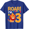 Lion 3rd Birthday Gift Roar I'm 3 Birthday Lion Theme 3 Year Old Lion Lover T-Shirt - Royal Blue