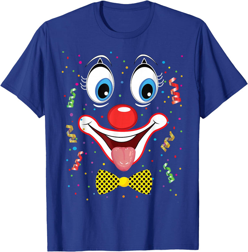 Clown Costume Carnival Halloween Birthday Party Carnival Clown Face Circus Costume Kids Men Women Carnivals T-Shirt - Royal