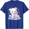 Cute Japanese Kawaii Animals Drinking Milk Co. Cute Kawaii Style Polar Bear Drinking Strawberry Milk T-Shirt - Royal Blue