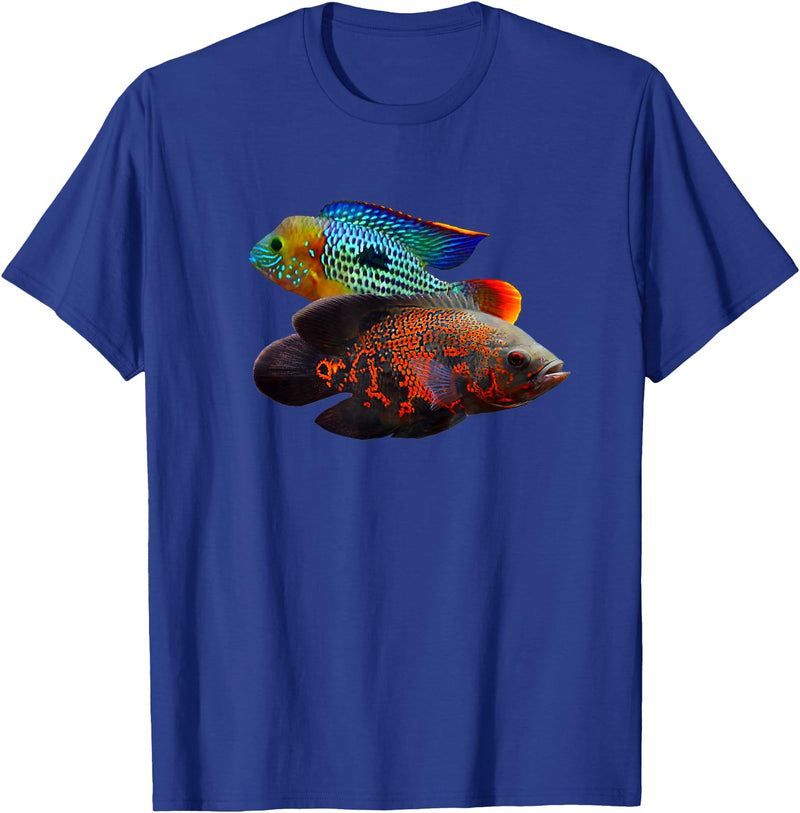 Green Terror Oscar Cichlid Tees Oscar Fish Green Terror Cichlids Monster Fish Aquarium T-Shirt - Royal Blue