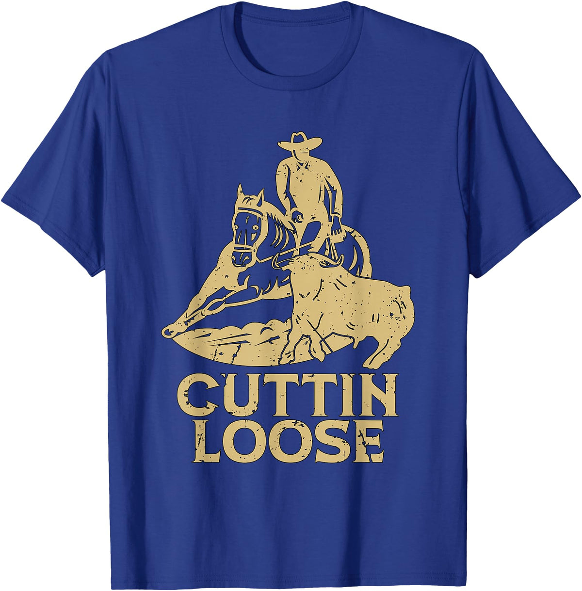 Cutting Horse Designs for Horseman Cuttin Loose Loves Western Horse Riding Cowboy Cutting Horse T-Shirt - Royal Blue