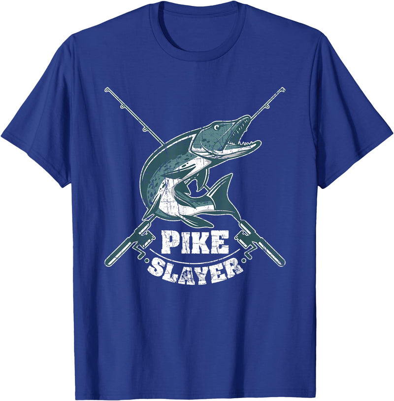 Fishing IM Co Pike Slayer Fishing Fisherman Northern Pike T-Shirt - Royal Blue