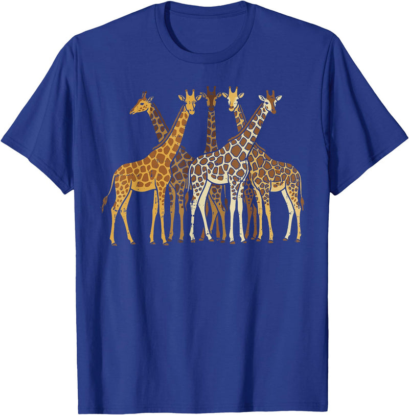 Safari Wildlife Shirts Men Women Kids Safari Giraffes Herd Wildlife African Jungle Men Women Kids T-Shirt - Royal Blue