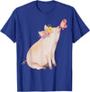 Watercolor Pink Pig With Floral And Butterfly Farm Design T-Shirt - Royal Blue