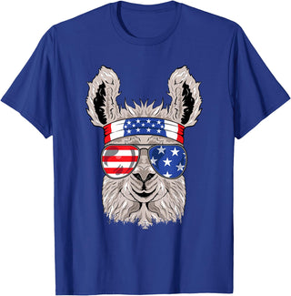 Mega USA Patriotic Animal Shirts USA Patriotic Llama Shirt - July 4th T-shirt - Alpaca T-Shirt - Royal Blue