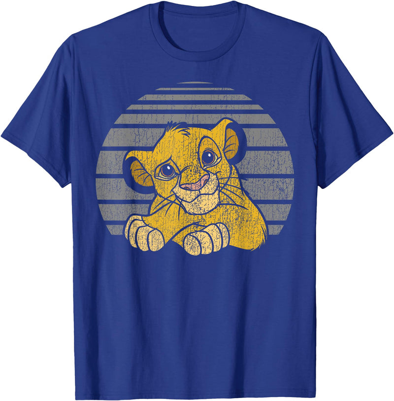 Disney Lion King Young Simba Distressed Stripes T-Shirt - Royal Blue