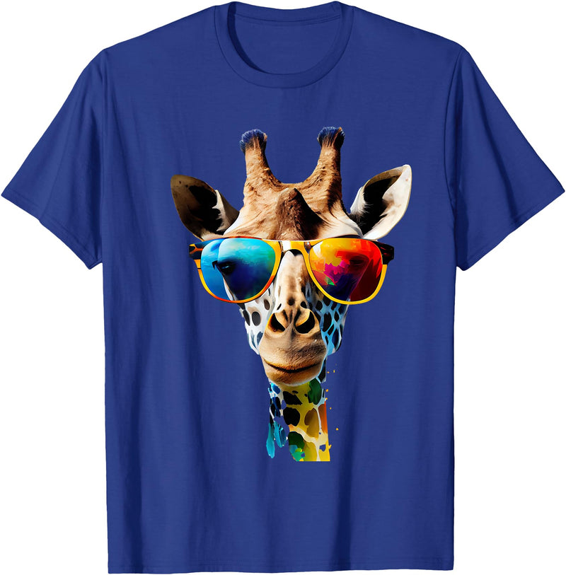 Giraffe Safari Sunglasses Gifts & Designs Giraffe with Sunglasses T-Shirt - Royal Blue