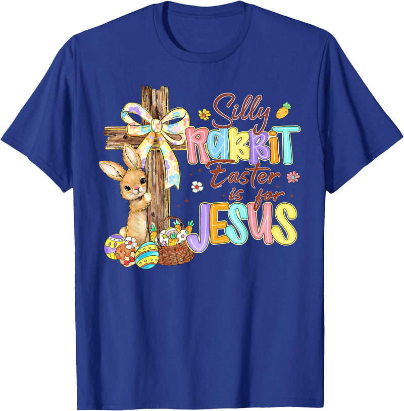 Silly Rabbit Easter Is for Jesus Bunny Cross Kids T-Shirt in Royal Blue