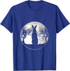 Scary Bunny Moon Night Rabbit T-Shirt in Royal Blue