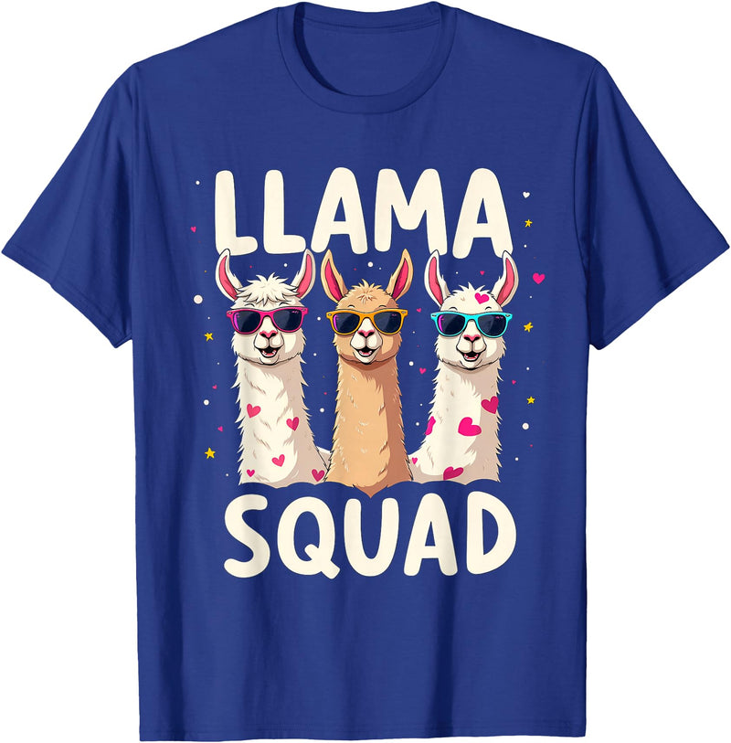 Funny Llama Alpaca Animal Lover Gifts Clothing Llama Squad T-Shirt - Royal Blue