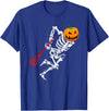 Lacrosse Skeleton Halloween Costumes Skeleton Lacrosse Halloween Pumpkin T-Shirt - Royal Blue