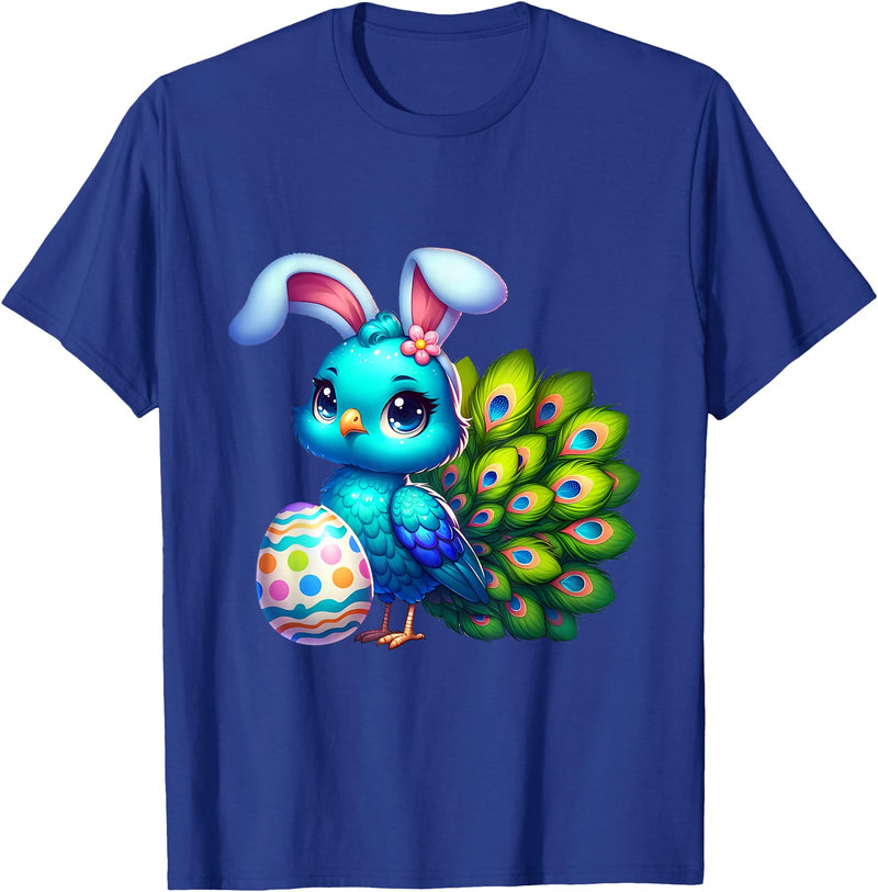 Funny Easter Peacock Lover Egg Eggs Bunny Rabbit Men Women T-Shirt in Royal Blue