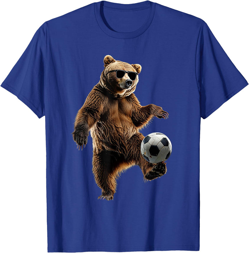 Animal Soccer Design Bear Soccer T-Shirt - Royal Blue