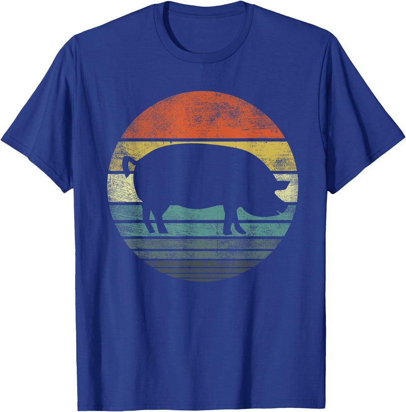 Pig Lover Farming Apparel Pig Lover Gifts Funny Farmer Retro Vintage Farm Animals T-Shirt - Royal Blue