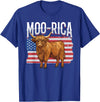 Funny Scottish Highland Cow 4th of July Scottish Highland Cow 4th of July Independence Day Moo-rica T-Shirt - Royal Blue