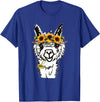 Funny Llama Alpaca Animal Lover Women's Floral Llama Alpaca Funny Graphics T-Shirt - Royal Blue