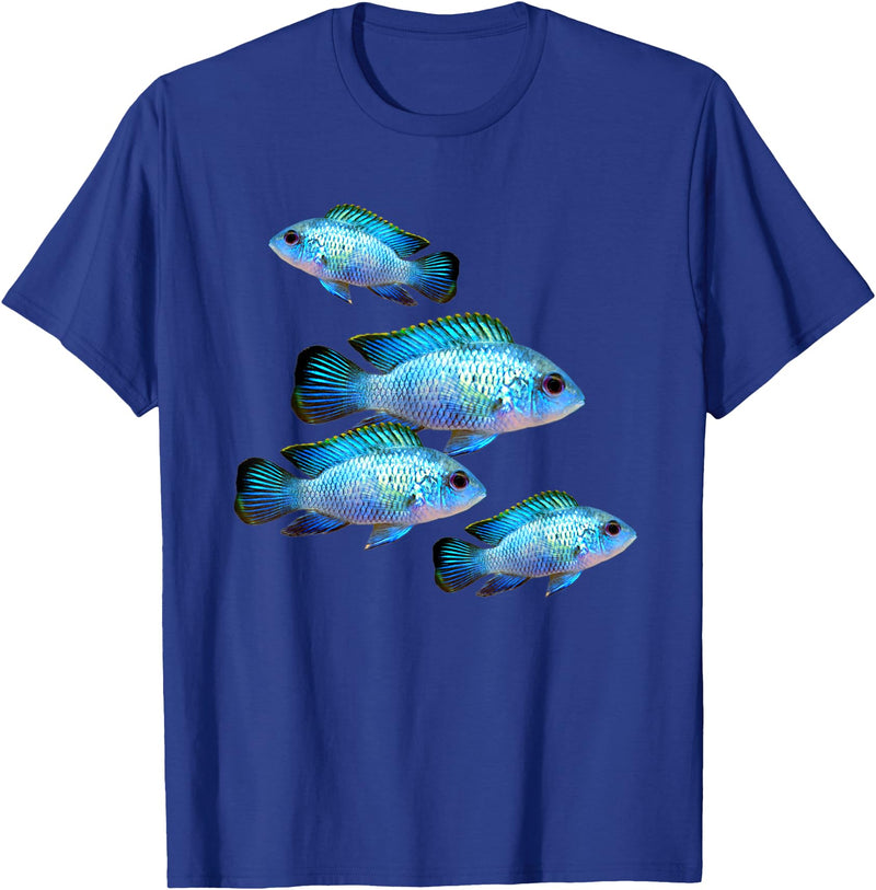 Cichlid Aquarium Tees Electric Blue Acara Cichlids Aquarium Fish Breeders Keepers T-Shirt - Royal Blue