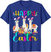 Happy Easter Three Llama Wearing Bunny Ear Happy Easter Llama Lover Three Llama Wearing Bunny Ear T-Shirt - Royal Blue