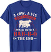 Funny Barbecue Lover Gifts & BBQ Fan Outfits Funny Barbecue Cow Pig Chicken Graphic Meat Smoking BBQ T-Shirt - Royal Blue