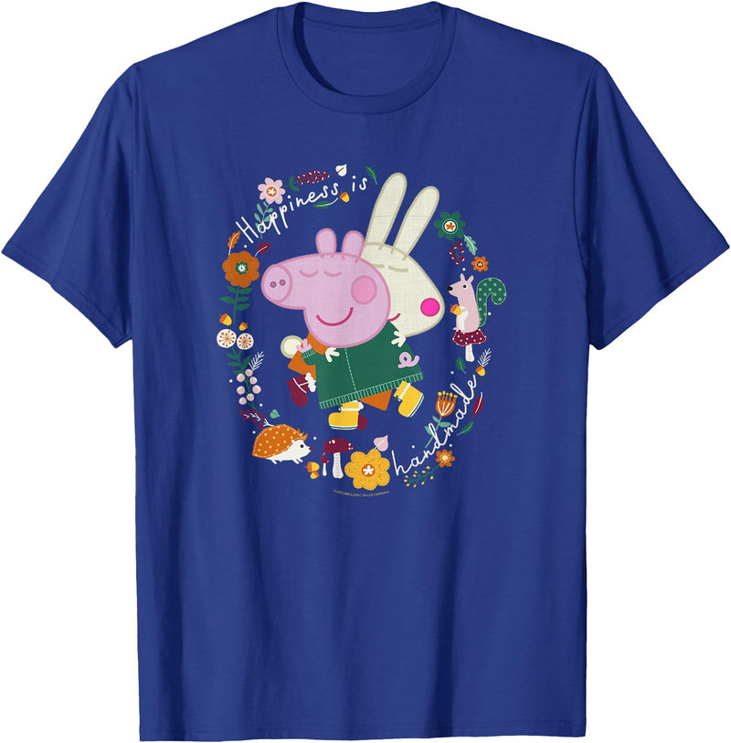 Peppa Pig Happiness Is Handmade Peppa & Rebecca Hugging T-Shirt - Royal Blue