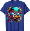 Funny Teddy Bear Lovers Colorful Hip Hop Teddy Bear Sunglasses Rap Music T-Shirt - Royal Blue