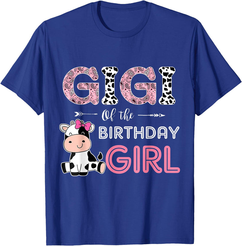 Cow Birthday Cow Lover Gifts For Family Men Woman Gigi of The Birthday Girl Farm Cow Grandma Matching Family T-Shirt - Royal
