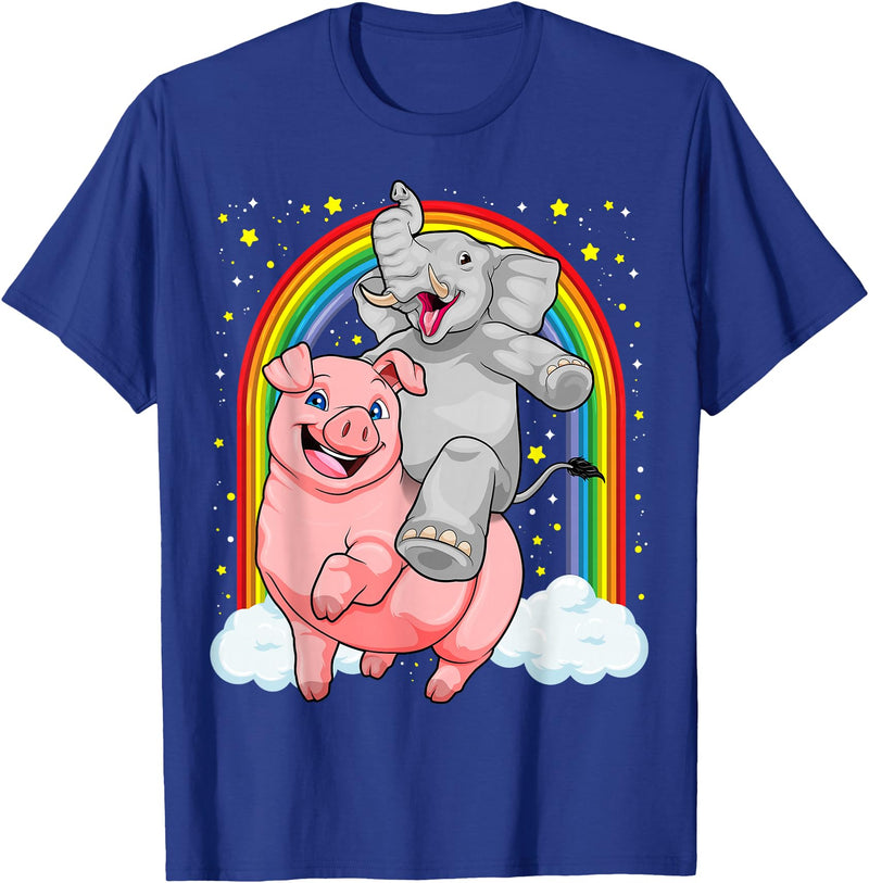 GoshWow Elephant Riding Pig Funny And Magical Elephant Pig Pun T-Shirt - Royal Blue