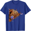 SHiRLeY MacARTHuR HiGHLaND CoW PRiNT ANiMaL PRiNT ' SuGaR LuMP ' T-Shirt - Royal Blue