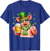 Amt Pig & Drinking Beer Lovers Saint Patrick's Day Funny Pig Drinking Beer Leprechaun Shamrocks St Patricks Day T-Shirt - Royal Blue