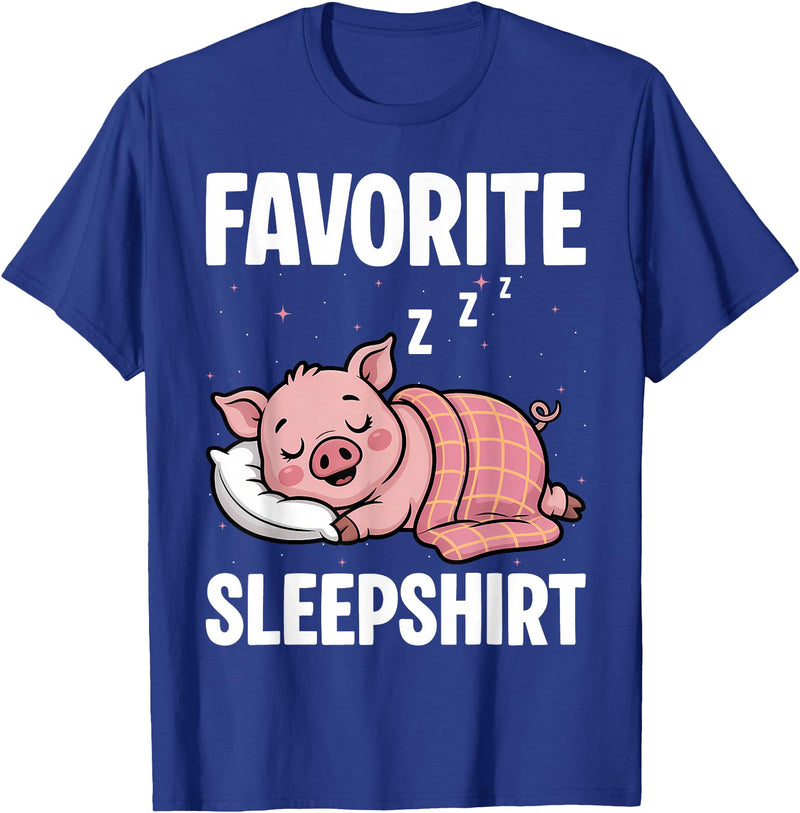 Pig Lover Gift Co. Favorite Sleep, Napping Pig, Piglet & Piggy Pajama T-Shirt - Royal Blue