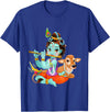Clever Witty Designs Hindu god Lord Shri Krishna with a Cow and a Bird T-Shirt - Royal Blue