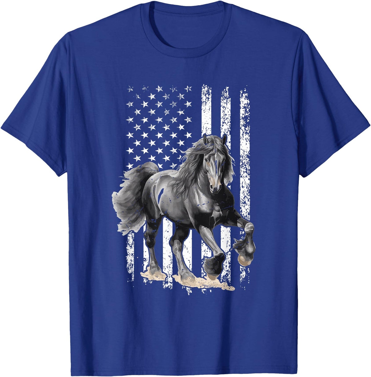Friesian Design USA Flag Horse Relax it´s a Friesian T-Shirt - Royal Blue