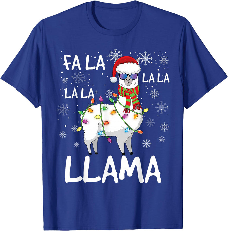 Funny Christmas Llama Shirts Fa La La Llama Shirt Men Women Funny Llama Christmas T-Shirt - Royal Blue