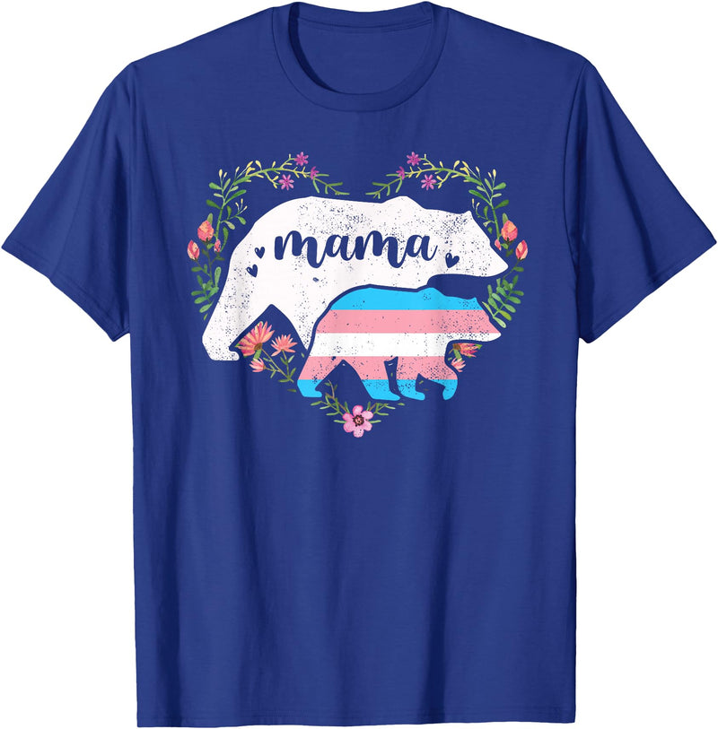 LGBT Trans Pride Shirts Mom Mama Bear for Moms LGBTQ Mama Bear Transgender Flag Gay Equal Rights Trans T-Shirt - Royal Blue