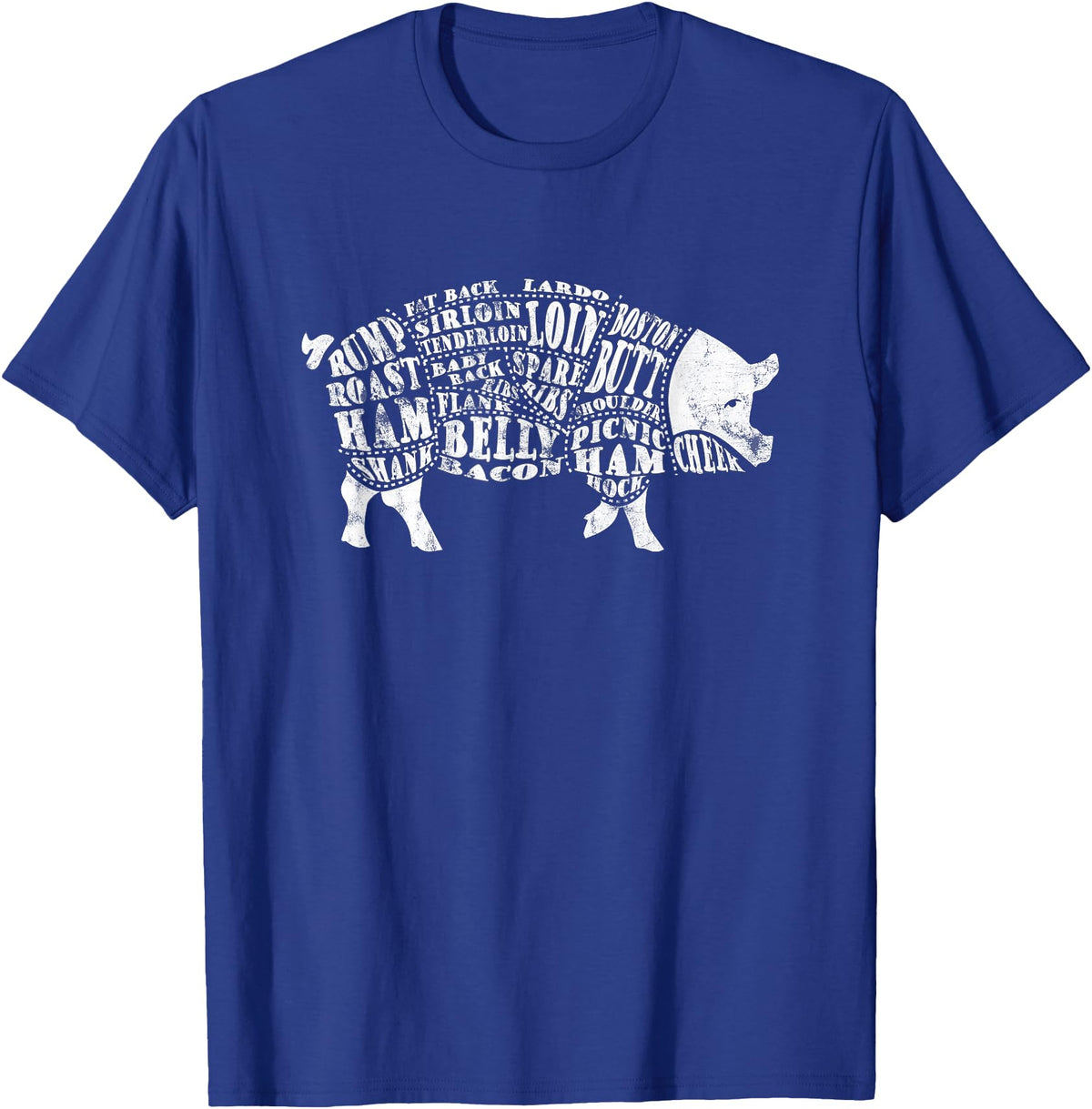 BBQ T-Shirts: Pig Cuts Barbecue and Grilling T-Shirt T-Shirt - Royal Blue