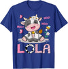 Birthday Girl Party Cow Lover Lola Cute Cow Moo Moo Farmer Birthday Girl Matching T-Shirt - Royal Blue