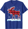 Moose Buffalo Lover Gift Co. Moose Red Buffalo Plaid Matching Pajama Family T-Shirt - Royal Blue
