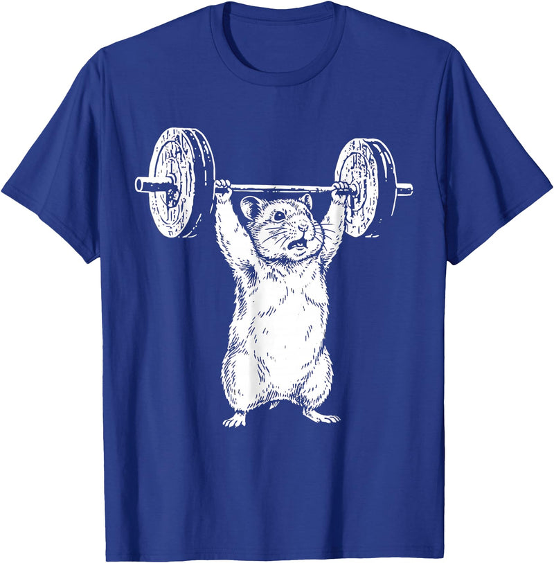 Vintage Rat Retro Weight Lifting Gym Hamster Deadlift Funny T-Shirt - Royal Blue