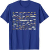 100 Types Of Fish Species Tee 100 Types of Freshwater Fish Species Fishing T-Shirt - Royal Blue