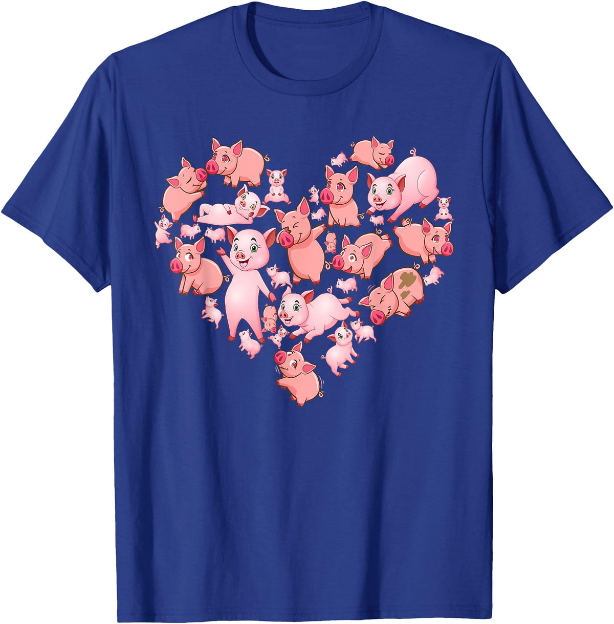 Pig Heart Lover Gift Co. Pig For Women Girls Kids Heart Shape Poses Cute Pig T-Shirt - Royal Blue