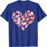 Pig Heart Lover Gift Co. Pig For Women Girls Kids Heart Shape Poses Cute Pig T-Shirt - Royal Blue
