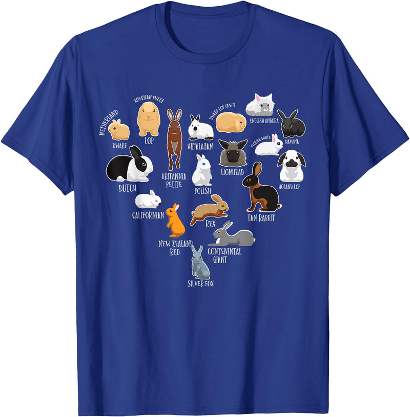 Rabbit Types & Cute Rabbit Species, Bunny - Rabbits T-Shirt in Royal Blue