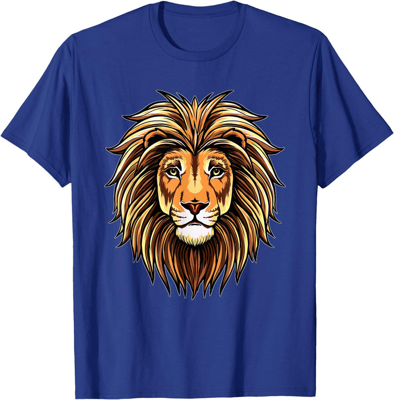 ROSS BOSS Majestic Lion Mane Detailed Art - Lions Are My Favorite T-Shirt - Royal Blue