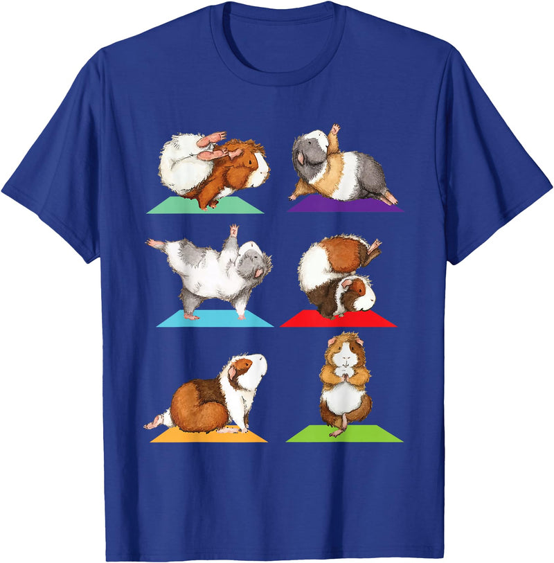 Funny Guinea Pig Shirts Guinea Pig Yoga - Fitness Exercise Animal Rodent Pet Lover T-Shirt - Royal Blue