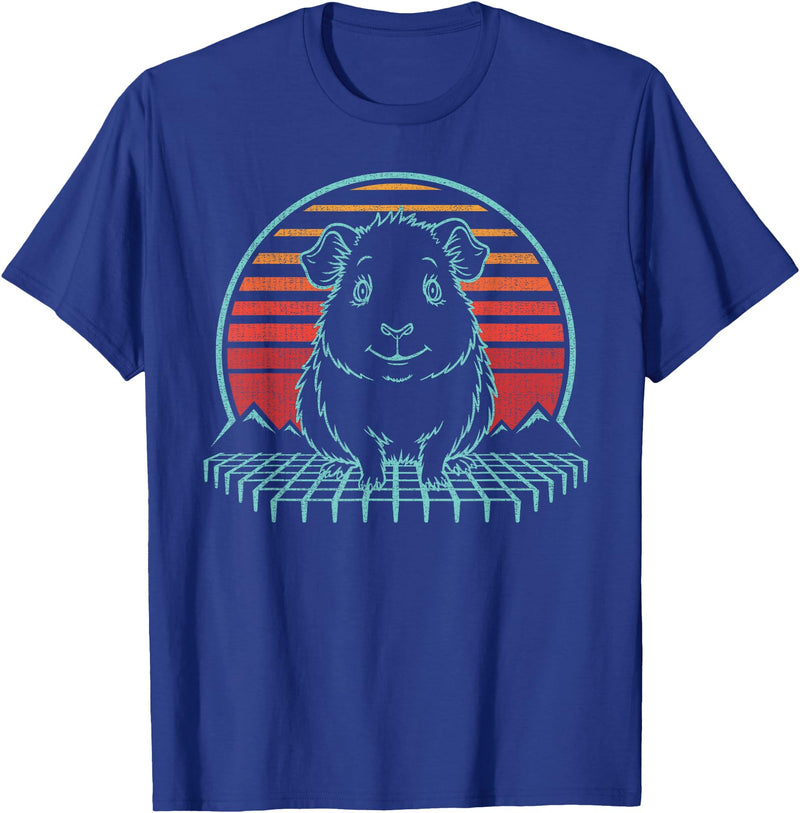 Guinea Pig Graphic Art Designs Guinea Pig Lover Animal Retro Vintage 80s T-Shirt - Royal Blue