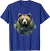 Bear Forest Animal Art Portrait Forest Artwork Wildlife T-Shirt - Royal Blue