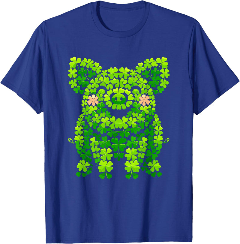 Cute Pig Lovers St Patricks Day Costume Pig Shamrocks Kids Mens Womens St Patricks Day Pig T-Shirt - Royal Blue